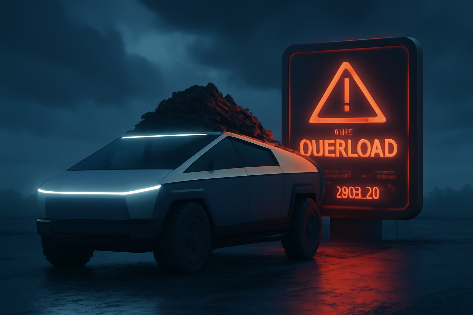 Cybertruck попереджає про перевантаження в оновленні 2025.26