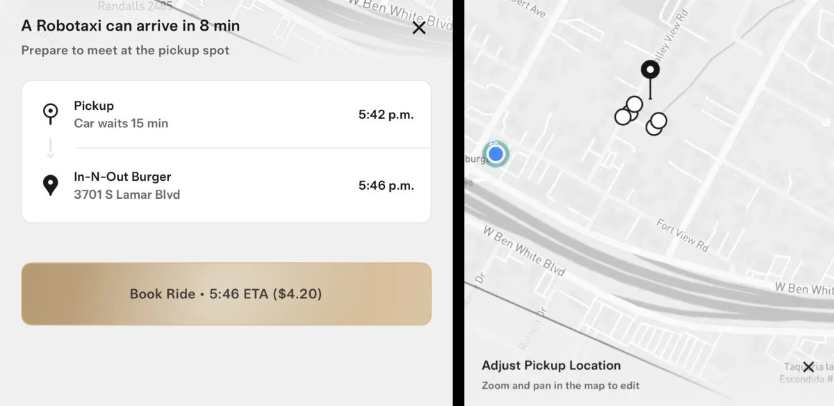 Tesla оновлює додаток Robotaxi: регульовані точки посадки та час очікування
