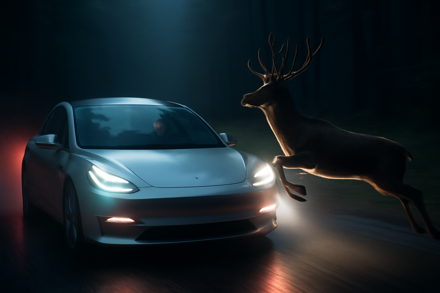 Tesla врятувала від зіткнення з оленем